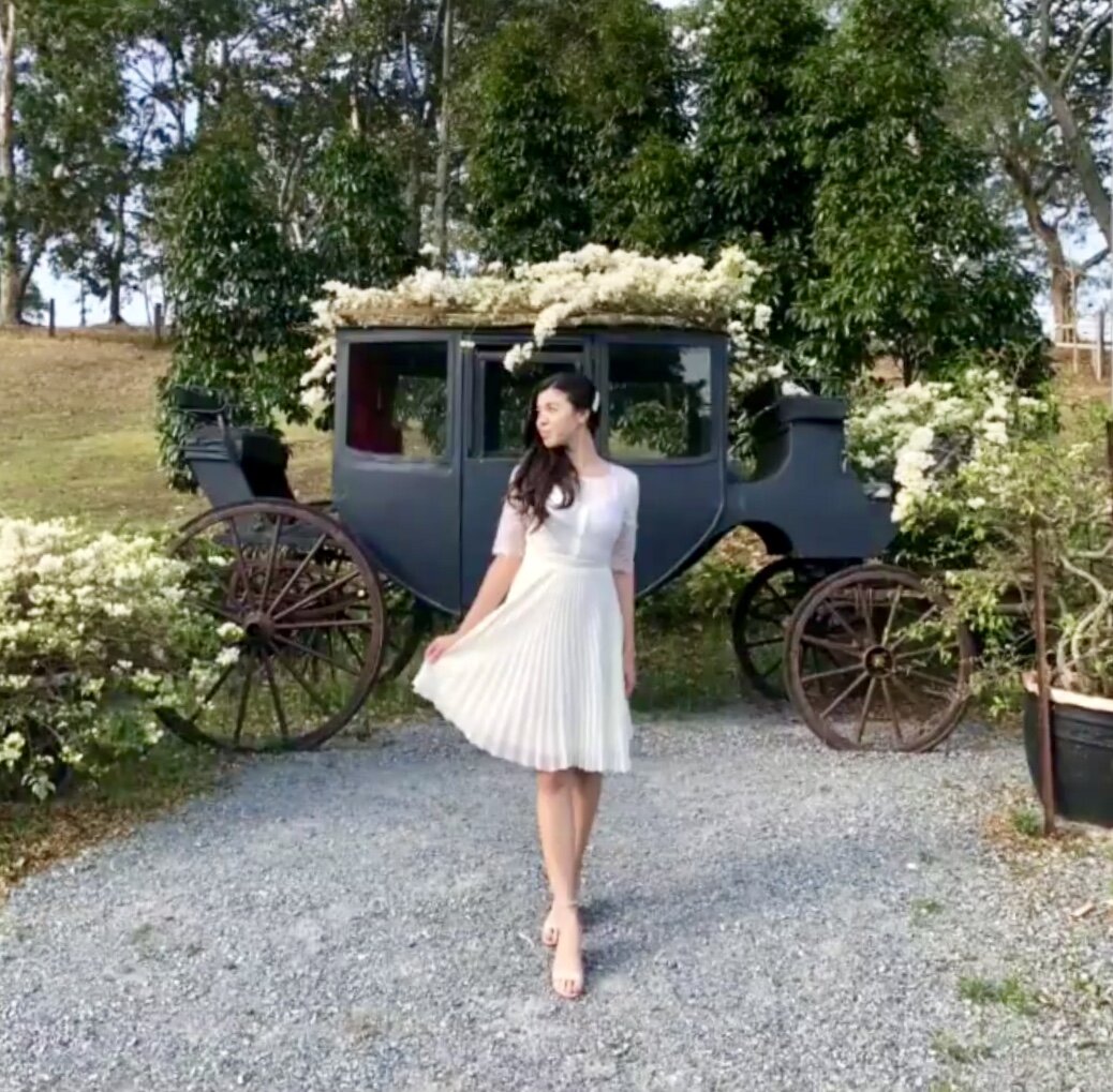 Princess, your carriage awaits! @purechantel95 puts her best fashion foot forward for high tea.